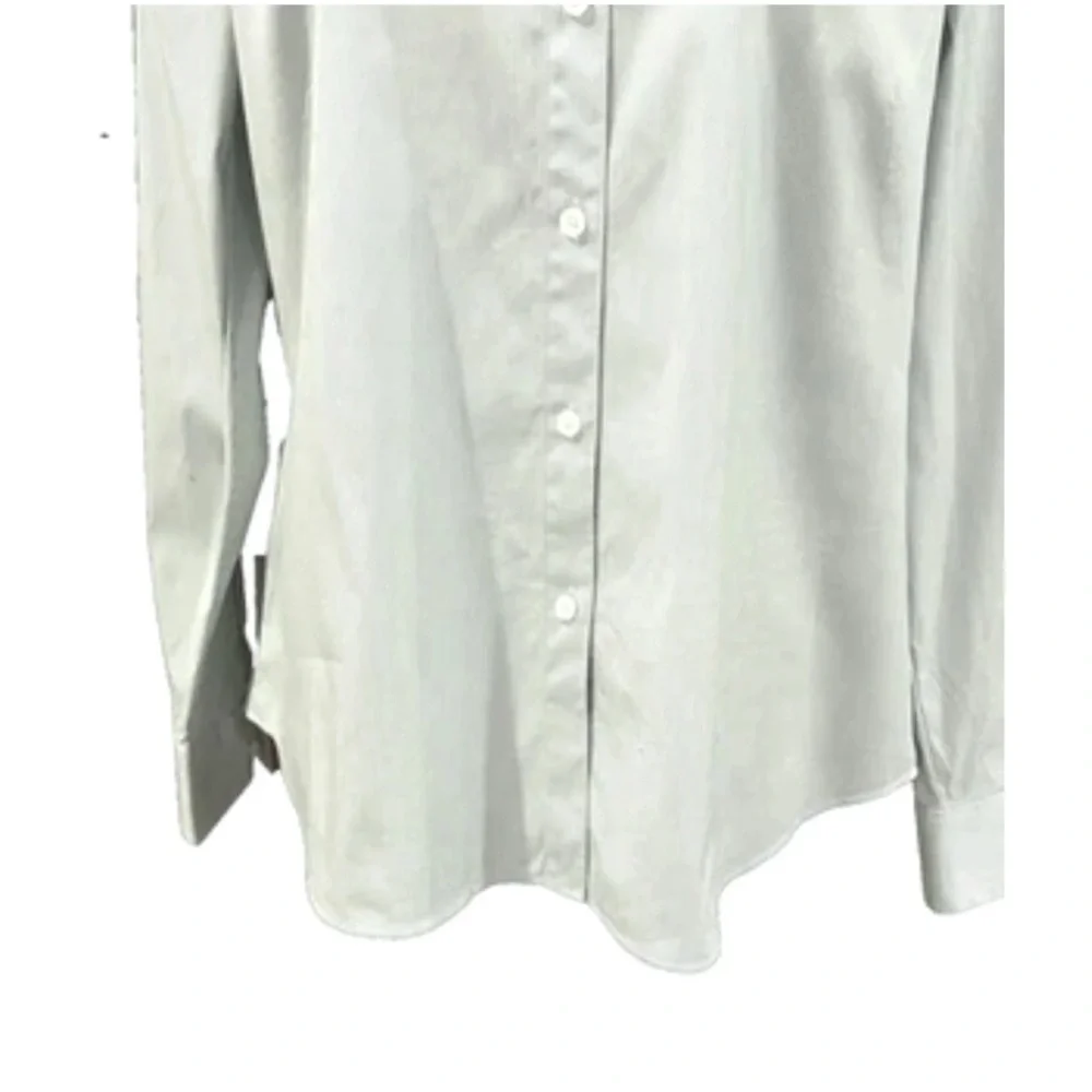 LAFAYETTE 148 NY BUTTON DOWN SHIRT PINSTRIPE MINT WHITE COTTON BLEND 16 $598 - Picture 5 of 11